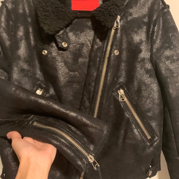 Mango Faux Fur Biker Jacket - Picture 4 of 14